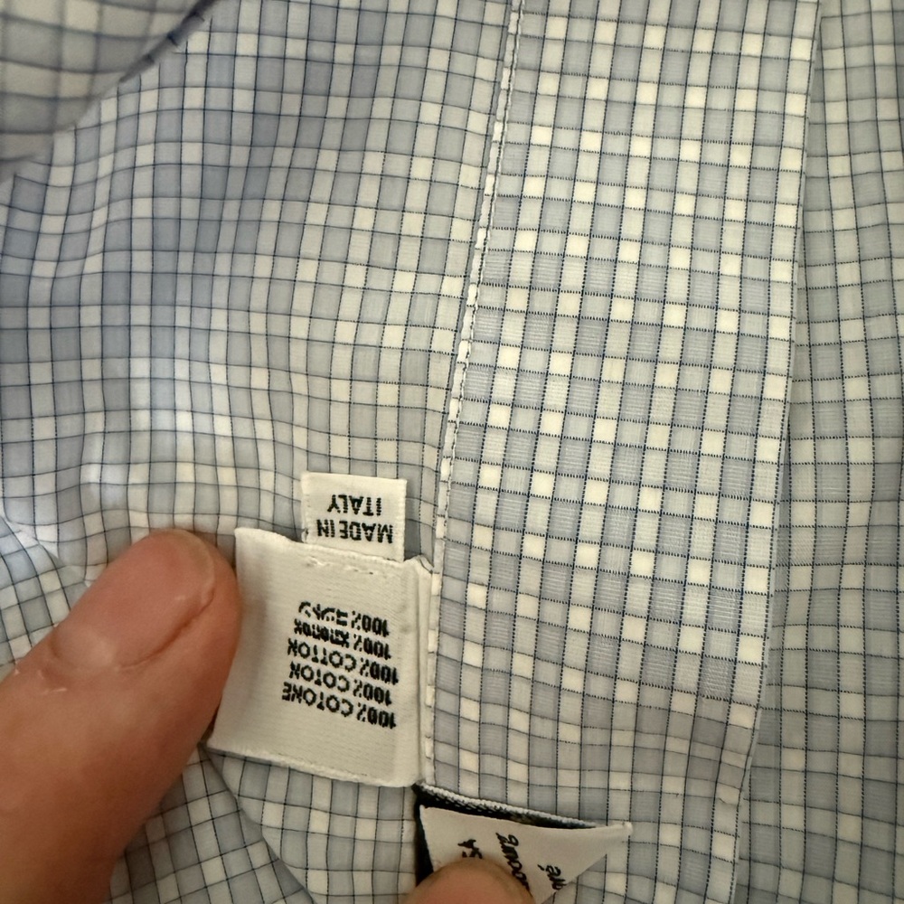 Lanvin Light Blue Checkered Button Down Shirt 17.… - image 5